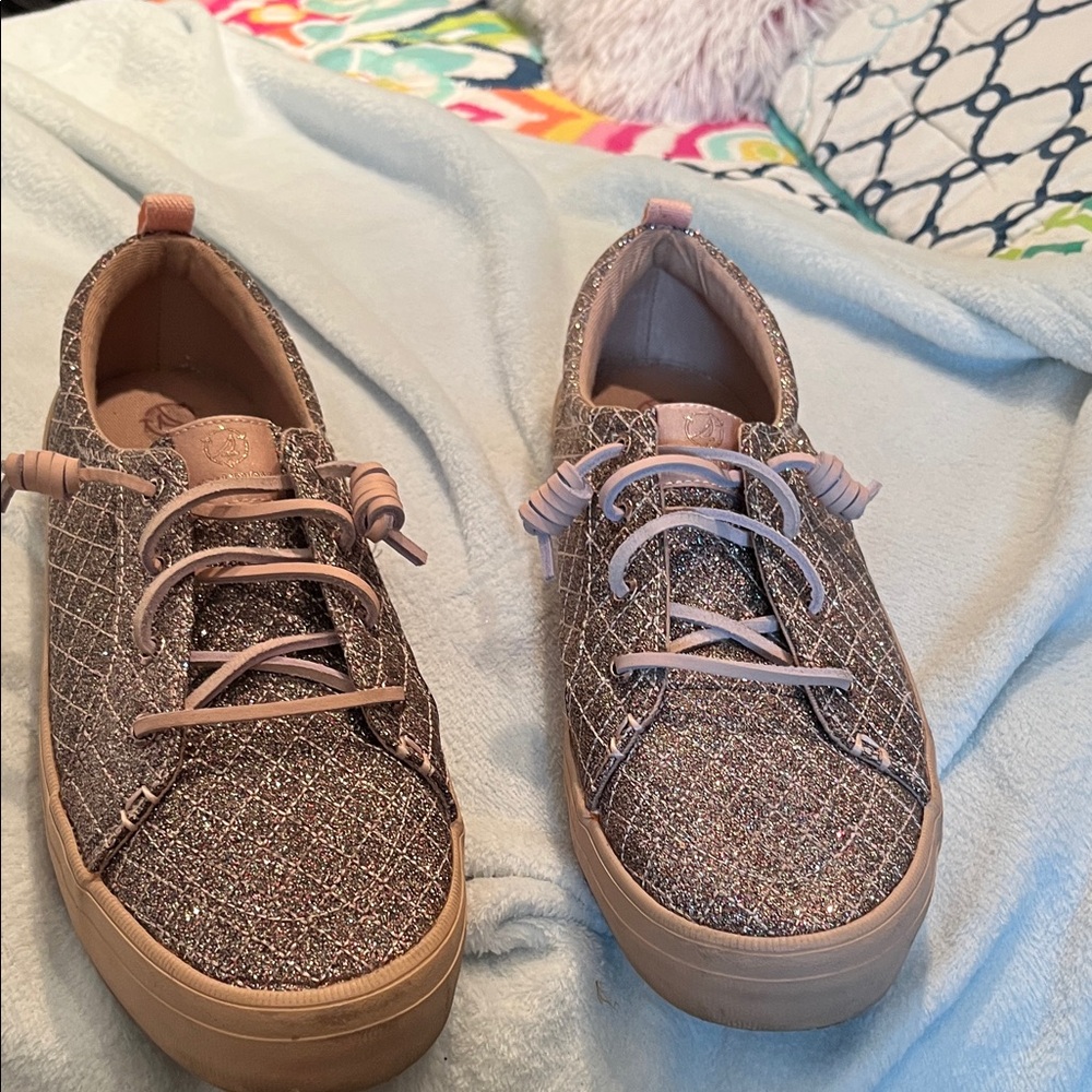 Sperry Glittery Kids Sneakers with Pink Accents